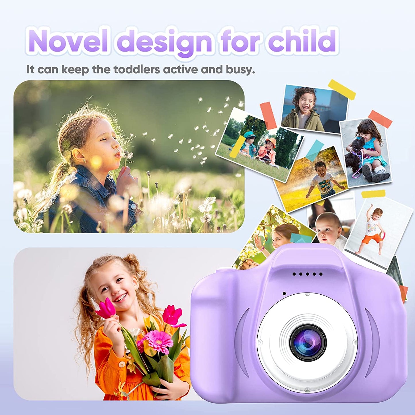 Kids Selfie Camera, Christmas Birthday Gifts for Girls Age 3-9, HD Digital Video Cameras for Toddler, Portable Toy for 3 4 5 6 7 8 Year Old Girl with 32GB SD Card-Pink-Video & DVD Players-ridibi