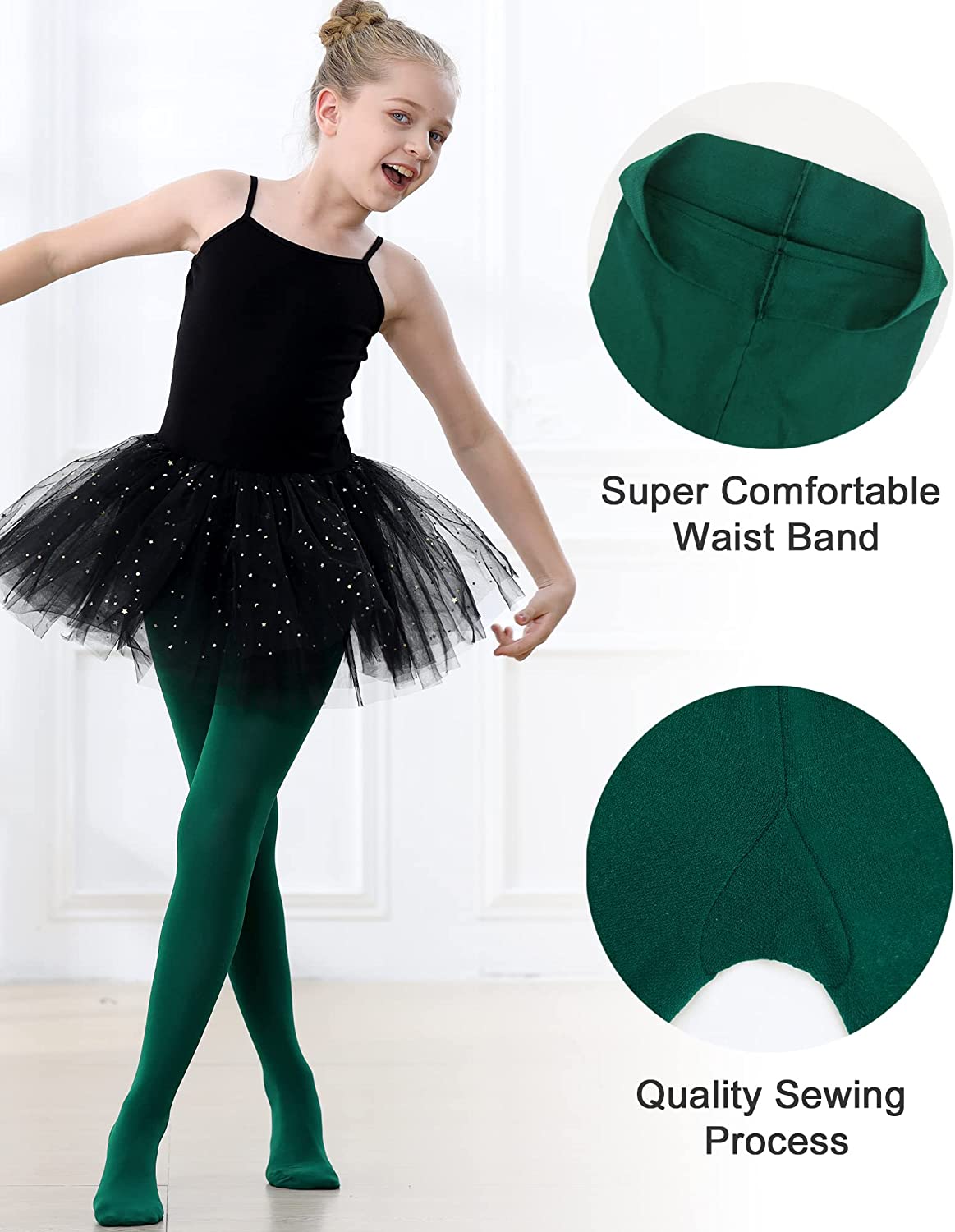 Girls Ballet Dance Students School Footed Tight (Toddler/Little Kid/Big Kid)-Tights-ridibi