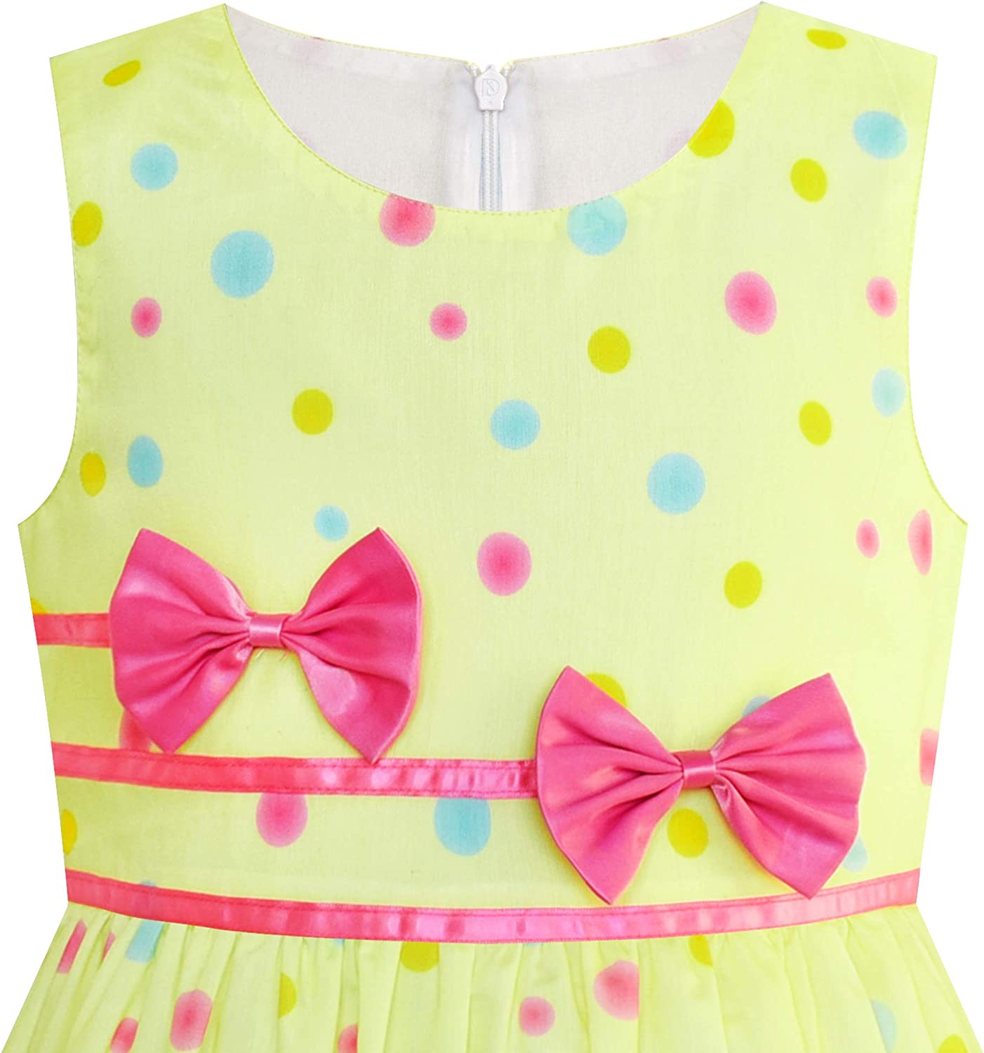 Girls Dress Rose Flower Double Bow Tie Party Sundress-Dress-ridibi