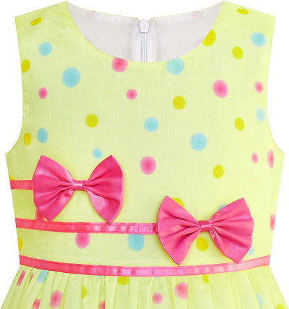 Girls Dress Rose Flower Double Bow Tie Party Sundress-Dress-ridibi