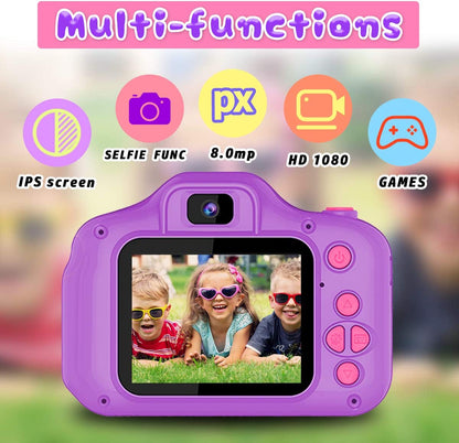 Kids Selfie Camera, Christmas Birthday Gifts for Girls Age 3-9, HD Digital Video Cameras for Toddler, Portable Toy for 3 4 5 6 7 8 Year Old Girl with 32GB SD Card-Pink-Video & DVD Players-ridibi