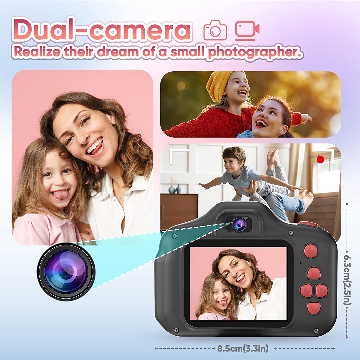 Kids Selfie Camera, Christmas Birthday Gifts for Girls Age 3-9, HD Digital Video Cameras for Toddler, Portable Toy for 3 4 5 6 7 8 Year Old Girl with 32GB SD Card-Pink-Video & DVD Players-ridibi