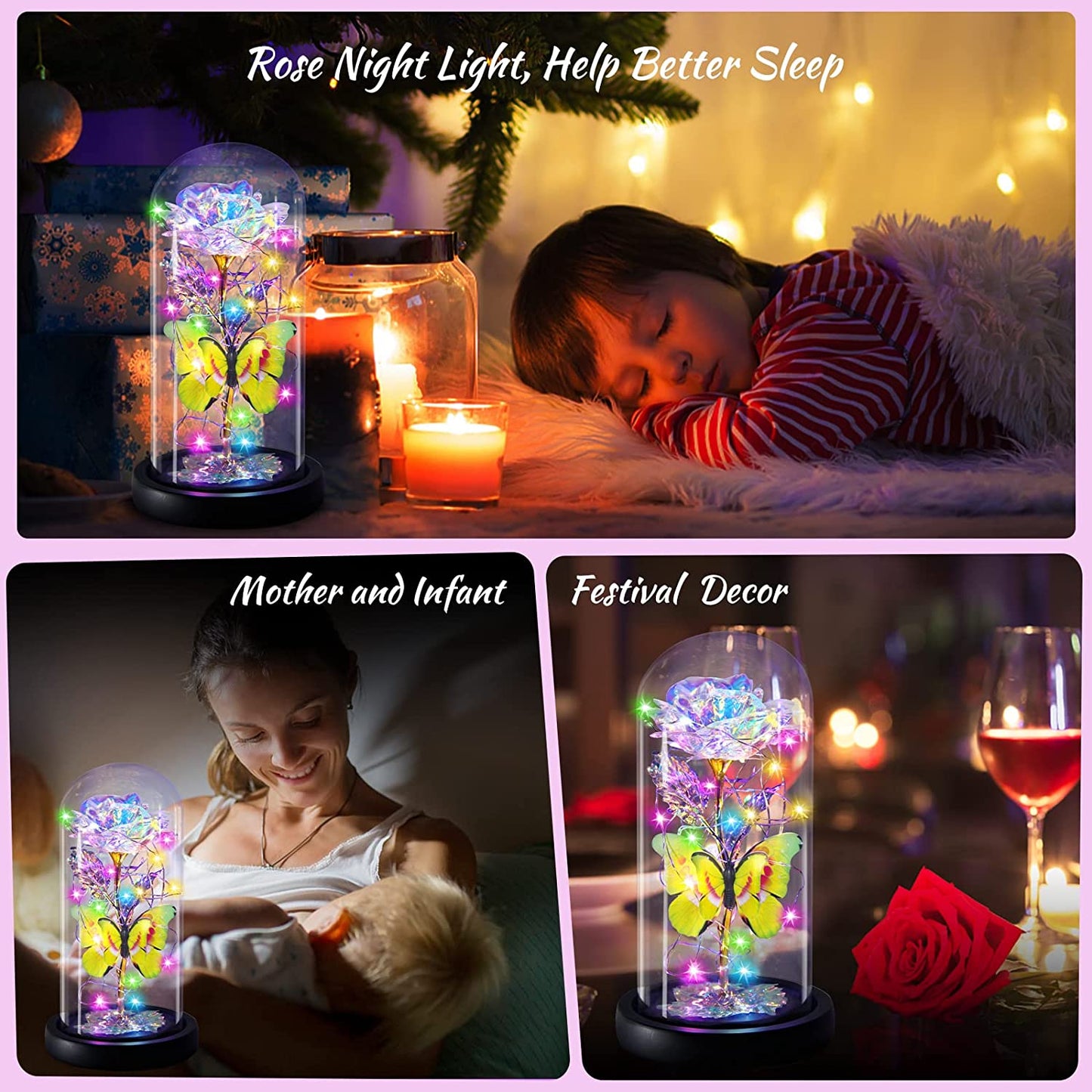 Great Mother's Day Rose Gifts for Mom Grandma Wife, Birthday Gifts for Women, Mothers Day Mom Gifts from Daughter Son, Enchanted Galaxy Roses Flower Gifts, Light Up Purple Rose Gifts for Her Women-Back to results-ridibi