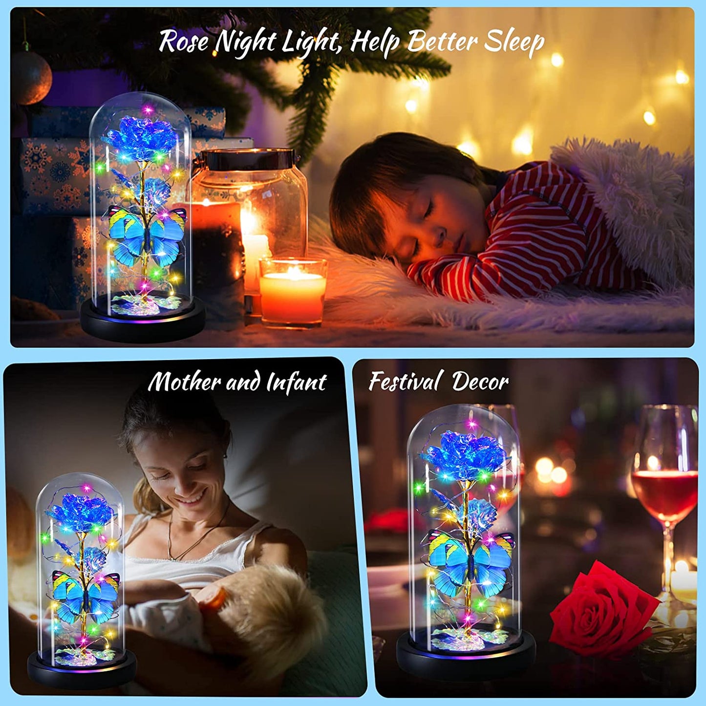 Great Mother's Day Rose Gifts for Mom Grandma Wife, Birthday Gifts for Women, Mothers Day Mom Gifts from Daughter Son, Enchanted Galaxy Roses Flower Gifts, Light Up Purple Rose Gifts for Her Women-Back to results-ridibi