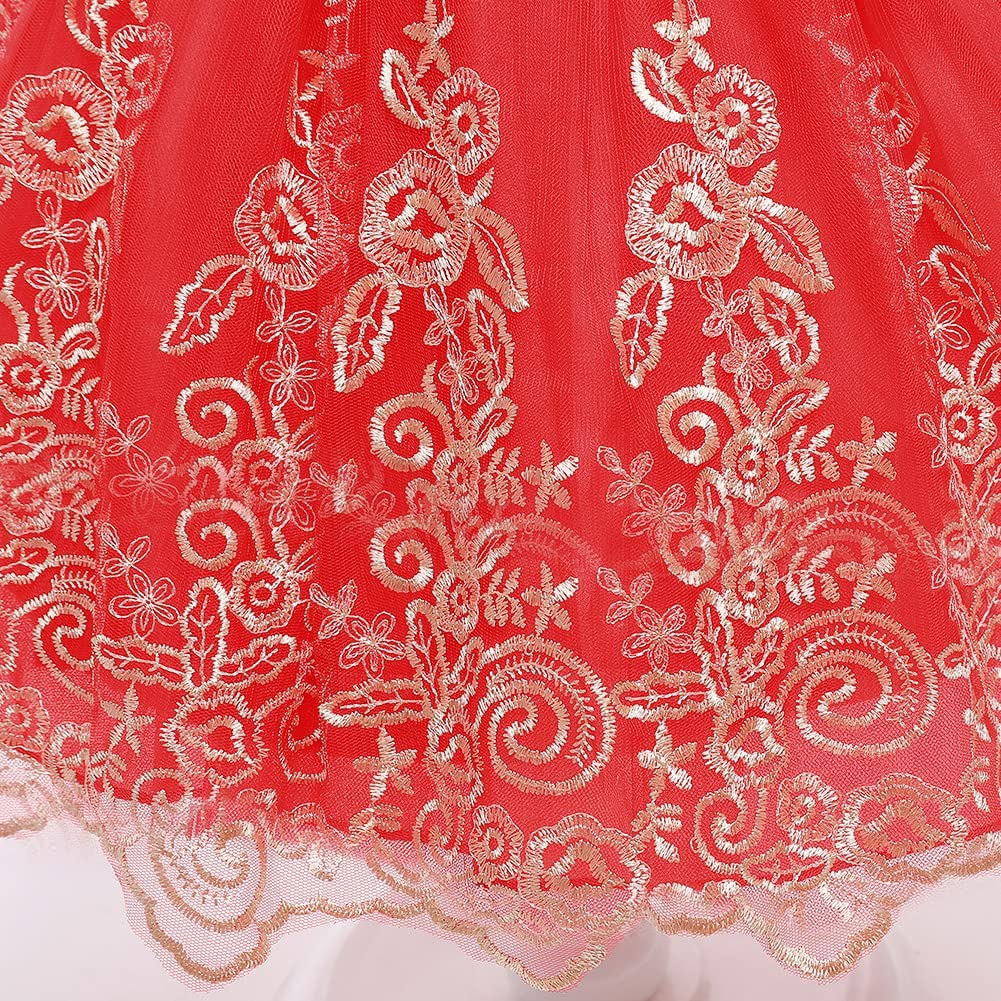 Baby Girls Ruffle Lace Backless with Headwear,Bowknot Flower Dresses Pageant Party Wedding Baby Girl Dress-Dress-ridibi