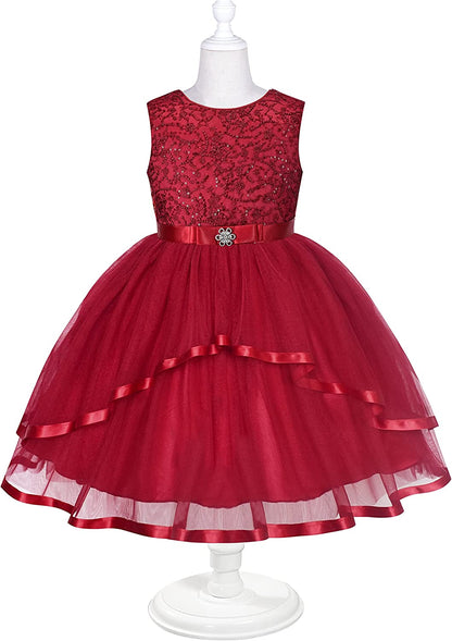 Sunny Fashion Flower Girls Dress Blue Belted Wedding Party Bridesmaid Size 4-12-Dress-ridibi