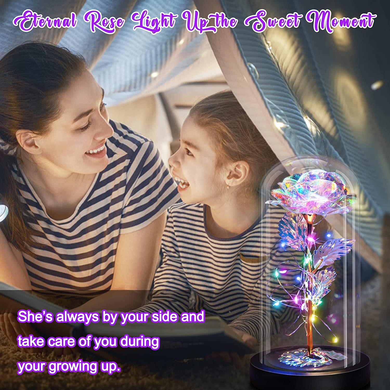 Great Mother's Day Rose Gifts for Mom Grandma Wife, Birthday Gifts for Women, Mothers Day Mom Gifts from Daughter Son, Enchanted Galaxy Roses Flower Gifts, Light Up Purple Rose Gifts for Her Women-Back to results-ridibi