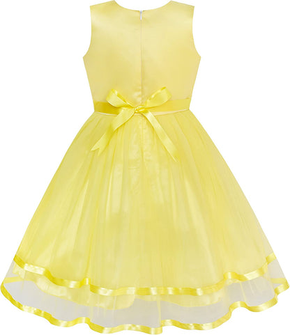 Sunny Fashion Flower Girls Dress Blue Belted Wedding Party Bridesmaid Size 4-12-Dress-ridibi
