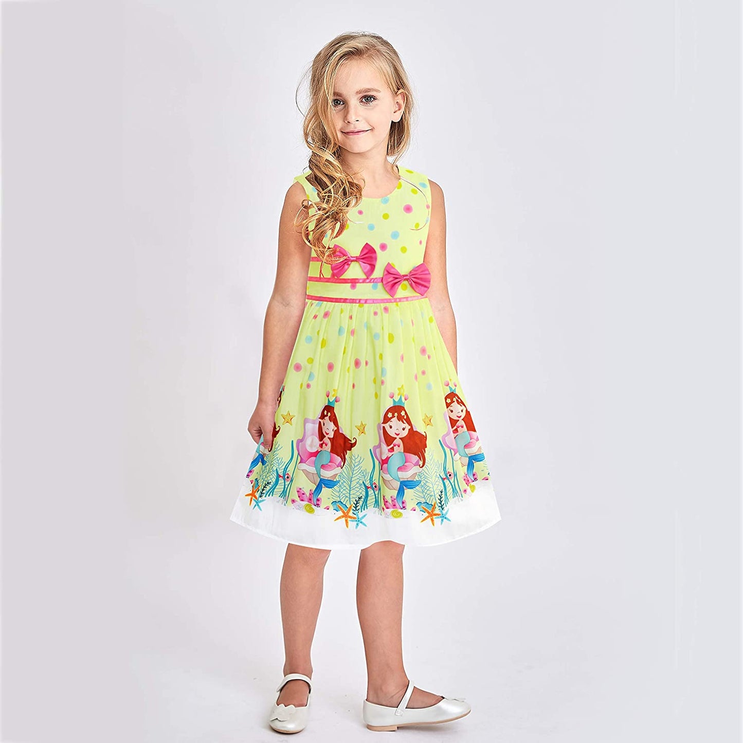 Girls Dress Rose Flower Double Bow Tie Party Sundress-Dress-ridibi