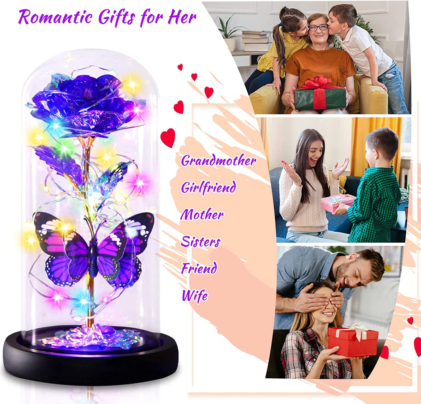 Great Mother's Day Rose Gifts for Mom Grandma Wife, Birthday Gifts for Women, Mothers Day Mom Gifts from Daughter Son, Enchanted Galaxy Roses Flower Gifts, Light Up Purple Rose Gifts for Her Women-Back to results-ridibi