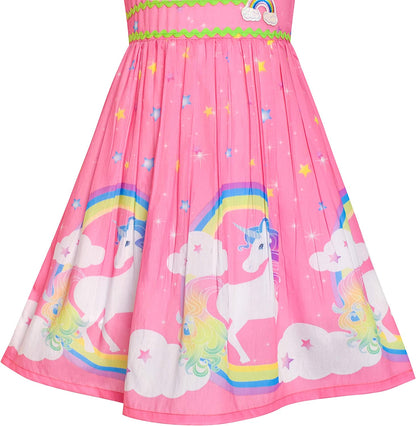 Girls Dress Rose Flower Double Bow Tie Party Sundress-Dress-ridibi