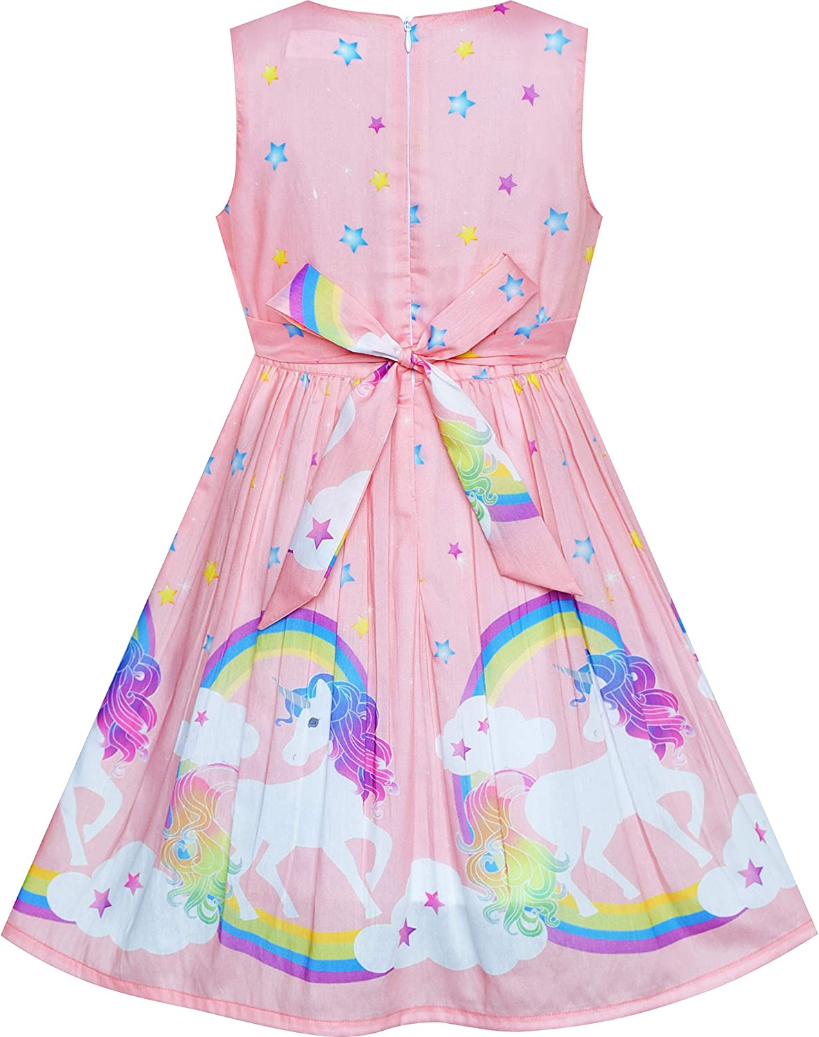 Girls Dress Rose Flower Double Bow Tie Party Sundress-Dress-ridibi