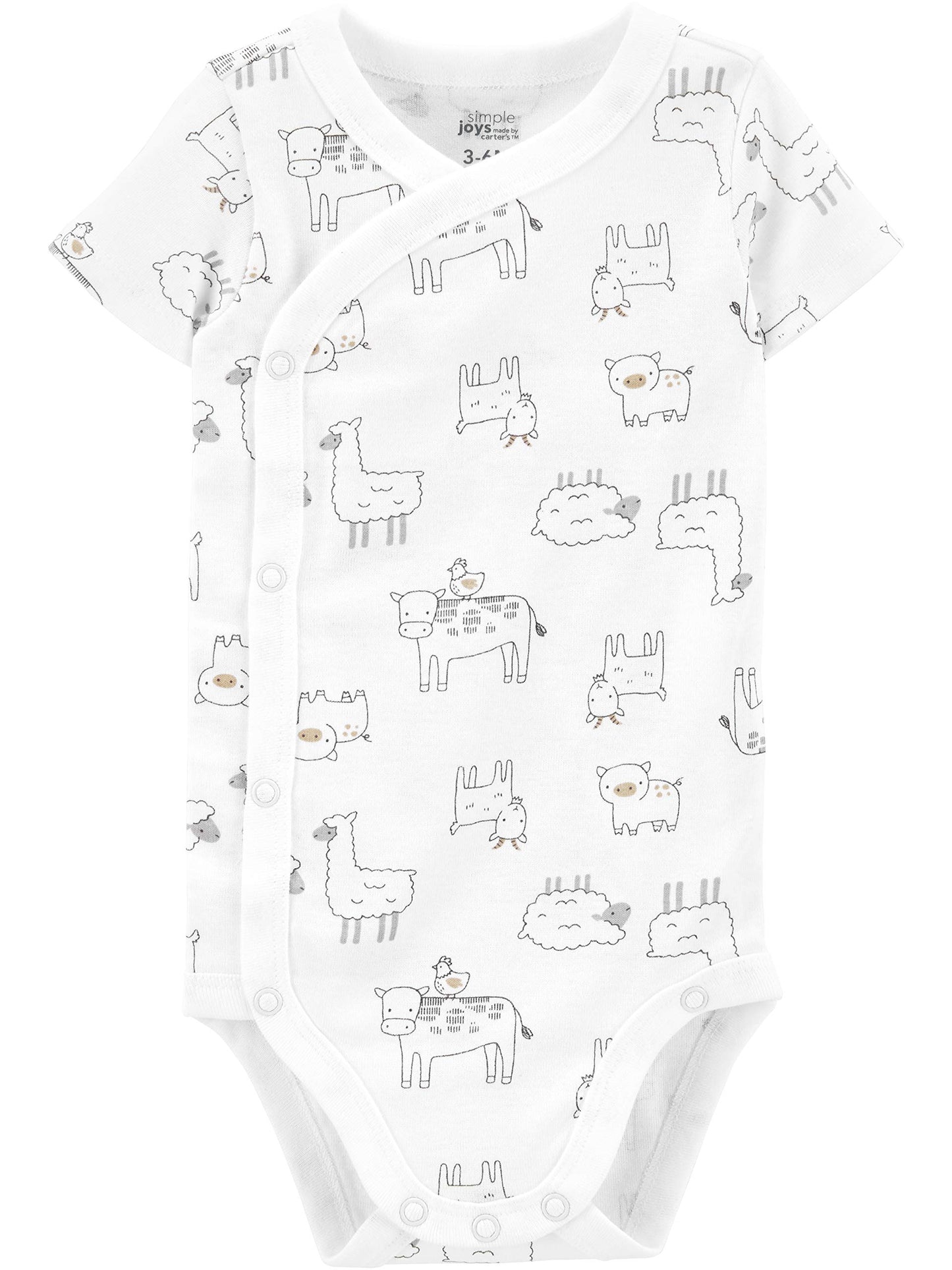 Carter's Unisex Babies' Short-Sleeve Side Snap Bodysuit, Pack of 5-Side -Snap-ridibi