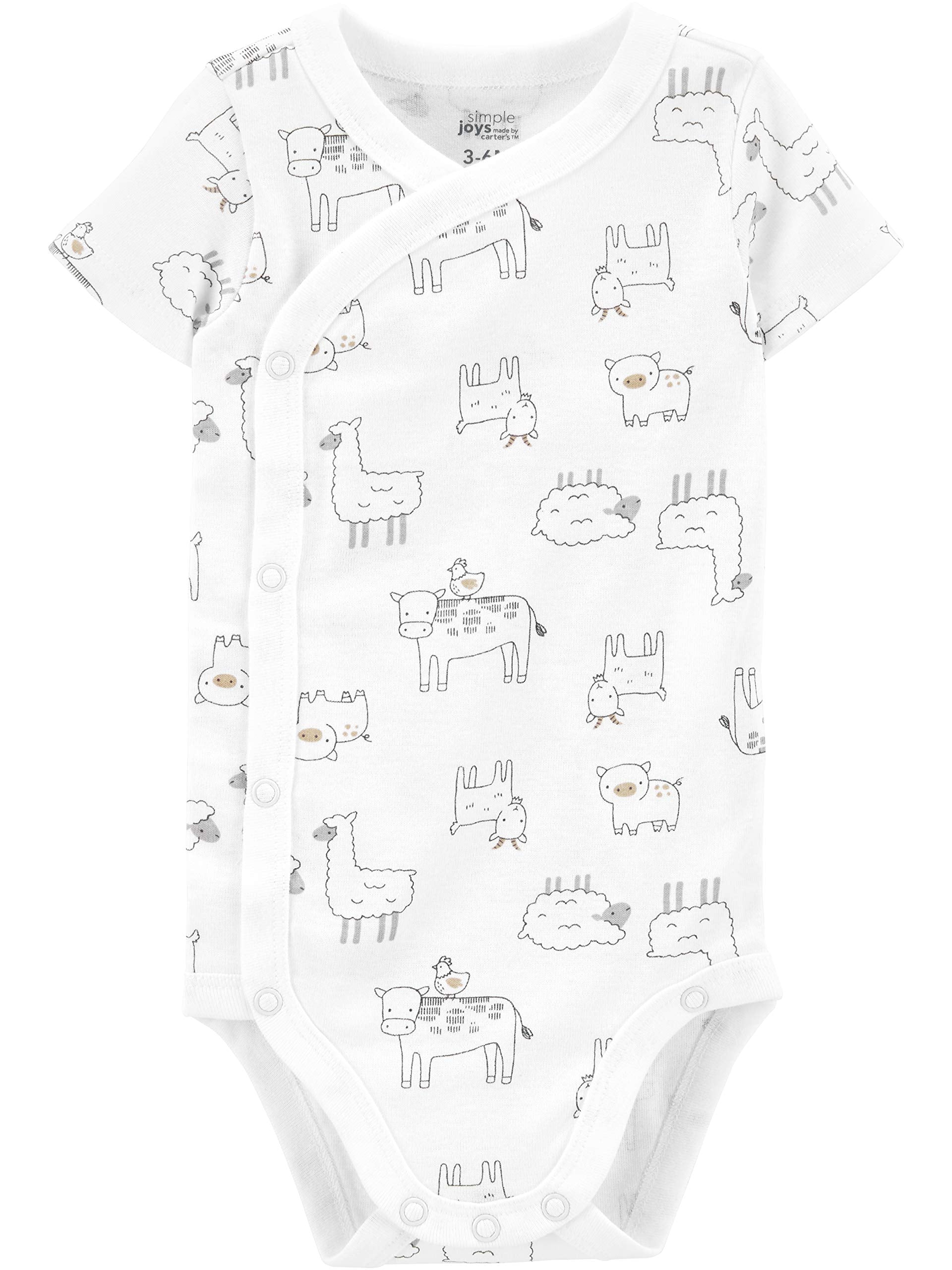 Carter's Unisex Babies' Short-Sleeve Side Snap Bodysuit, Pack of 5-Side -Snap-ridibi