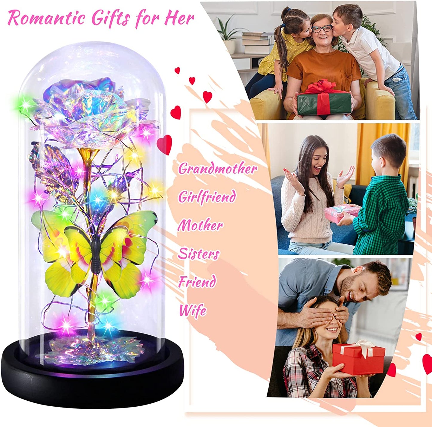 Great Mother's Day Rose Gifts for Mom Grandma Wife, Birthday Gifts for Women, Mothers Day Mom Gifts from Daughter Son, Enchanted Galaxy Roses Flower Gifts, Light Up Purple Rose Gifts for Her Women-Back to results-ridibi