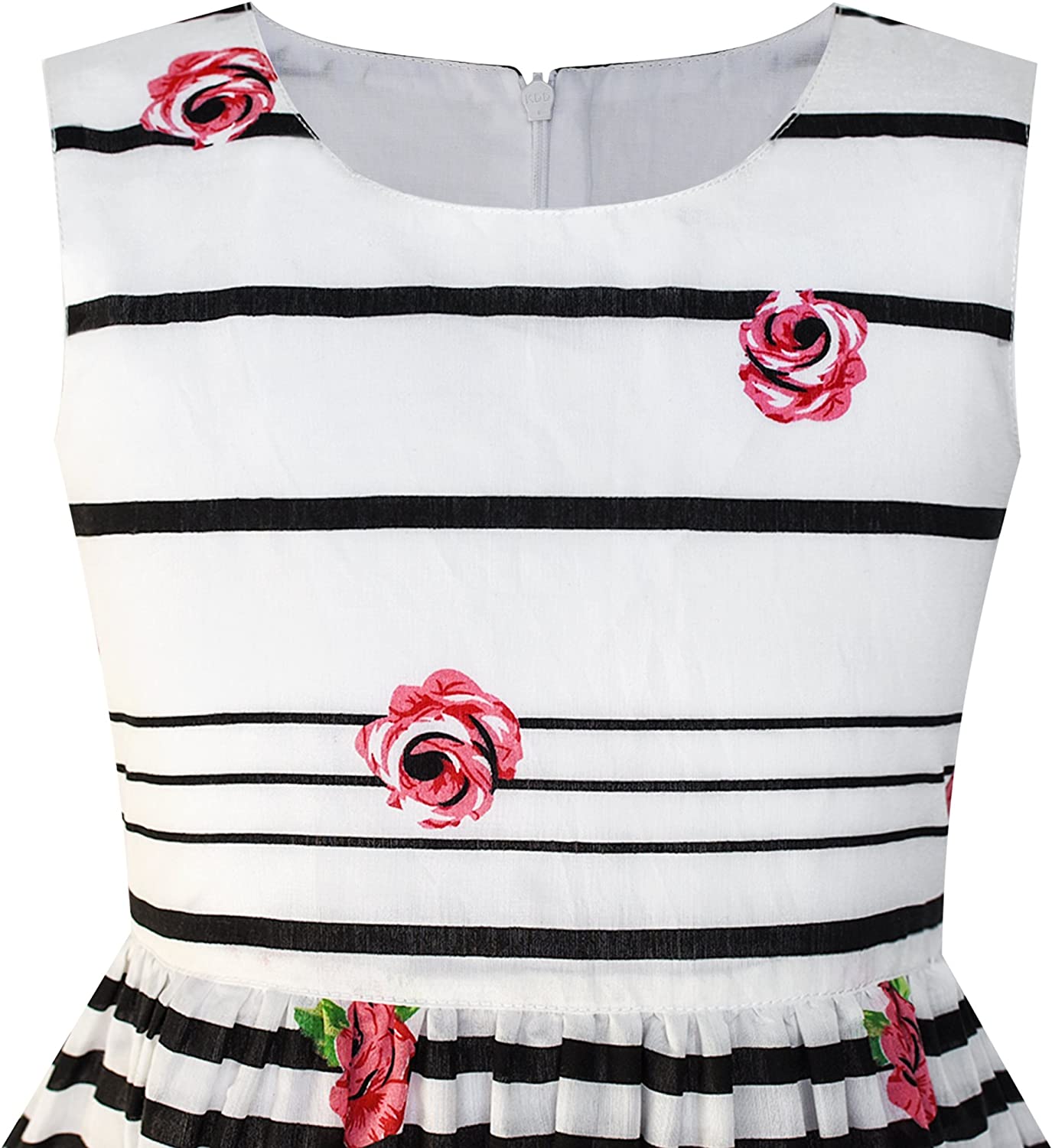 Girls Dress Rose Flower Double Bow Tie Party Sundress-Dress-ridibi