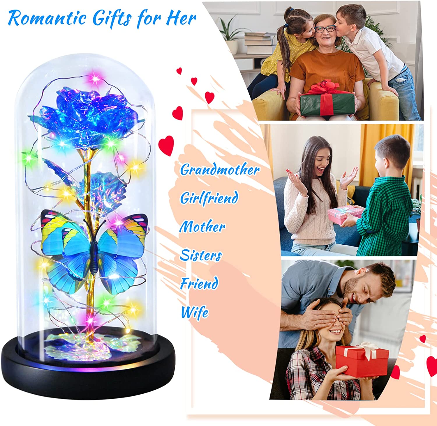 Great Mother's Day Rose Gifts for Mom Grandma Wife, Birthday Gifts for Women, Mothers Day Mom Gifts from Daughter Son, Enchanted Galaxy Roses Flower Gifts, Light Up Purple Rose Gifts for Her Women-Back to results-ridibi