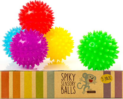 Impresa Products [5 Pack] Spiky Sensory Balls - Squeezy and Bouncy Fidget Toys - Sensory Toys – No BPA Phthalates Latex – School and Special Education Supply-Multi-Item Fidget Toy Packs-ridibi