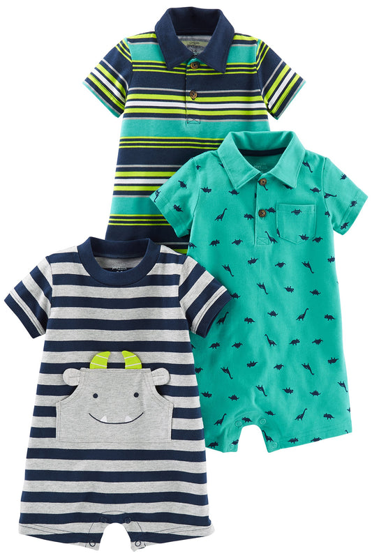 Carter's Baby Boys' Rompers, Pack of 3-Rompers-ridibi