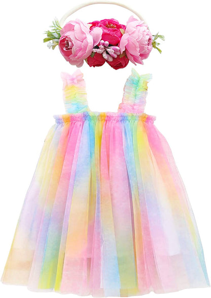 Dress for Toddler Girls,Baby Girl skirt set with flower headband-Dress-ridibi