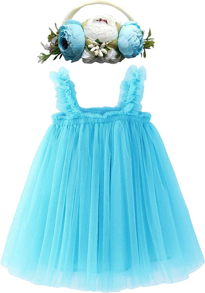 Dress for Toddler Girls,Baby Girl skirt set with flower headband-Dress-ridibi