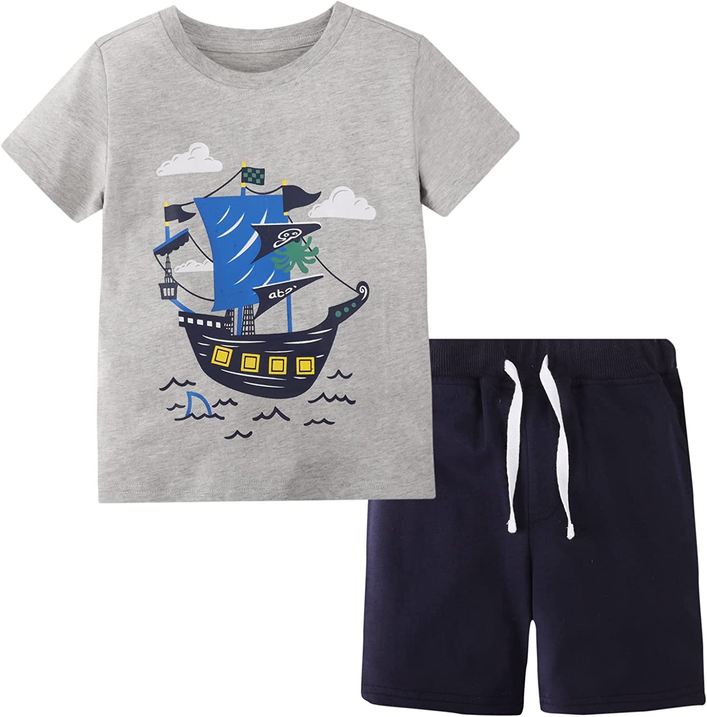 Toddler Boy Clothes Kids Summer Outfits Shirt Short Sets 2-7T-Short Sets-ridibi