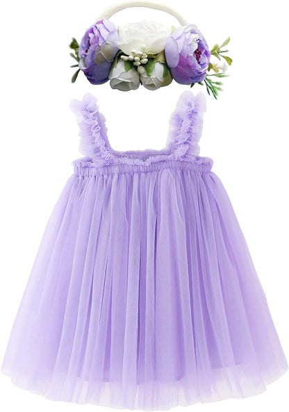 Dress for Toddler Girls,Baby Girl skirt set with flower headband-Dress-ridibi