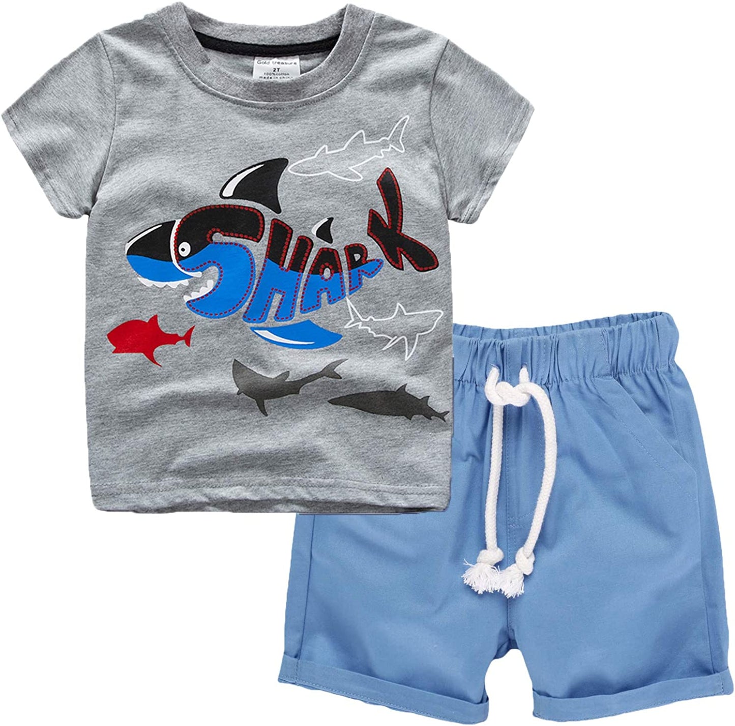 Toddler Boy Clothes Kids Summer Outfits Shirt Short Sets 2-7T-Short Sets-ridibi