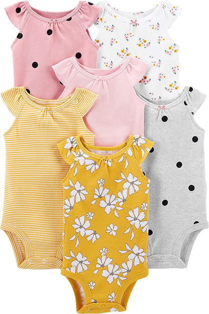 Carter's Baby Girls' Sleeveless Bodysuit, Pack of 6-Bodysuits-ridibi