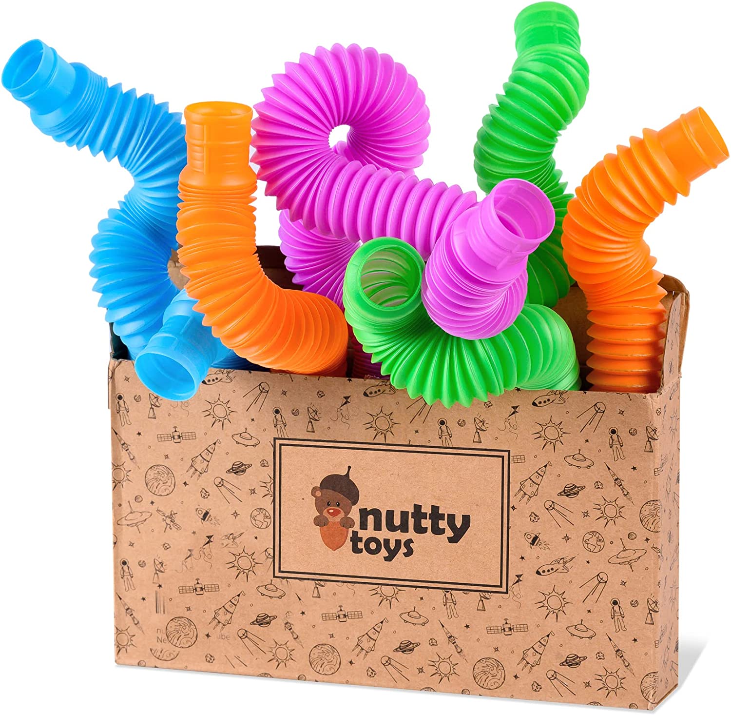 nutty toys 8 pk Pop Tubes Sensory Toys (Large) Fine Motor Skills & Learning Toddler Toy for Kids, Top ADHD & Autism Fidget 2023 Best Preschool Boy Girl Gifts Idea Unique Toddler Easter Basket Stuffers-Back to results-ridibi