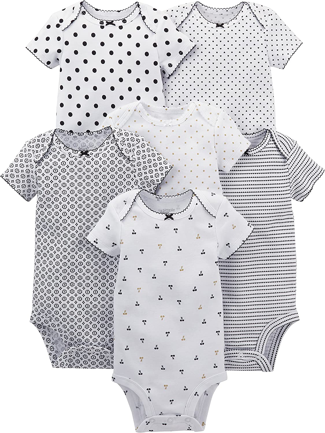 Carter's Baby Girls' Short-Sleeve Bodysuit, Pack of 6-Bodysuits-ridibi