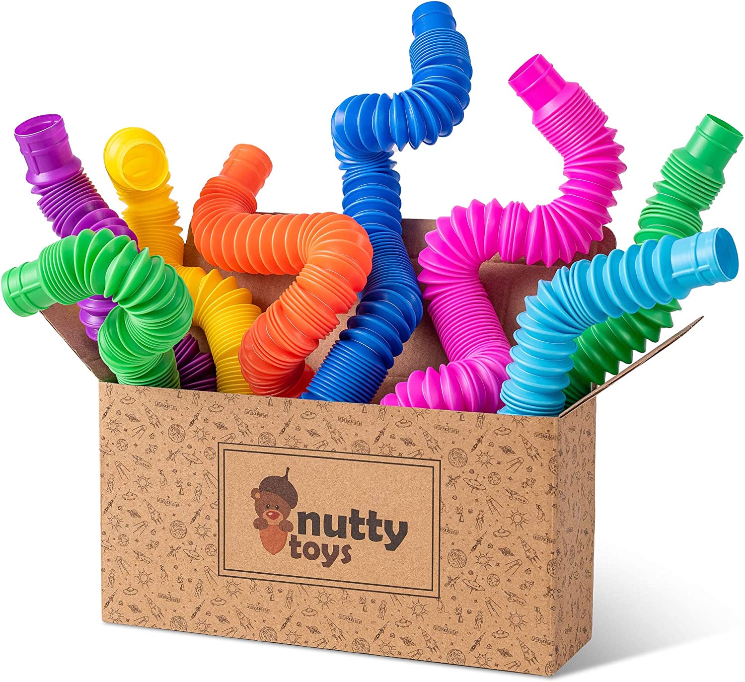 nutty toys 8 pk Pop Tubes Sensory Toys (Large) Fine Motor Skills & Learning Toddler Toy for Kids, Top ADHD & Autism Fidget 2023 Best Preschool Boy Girl Gifts Idea Unique Toddler Easter Basket Stuffers-Back to results-ridibi