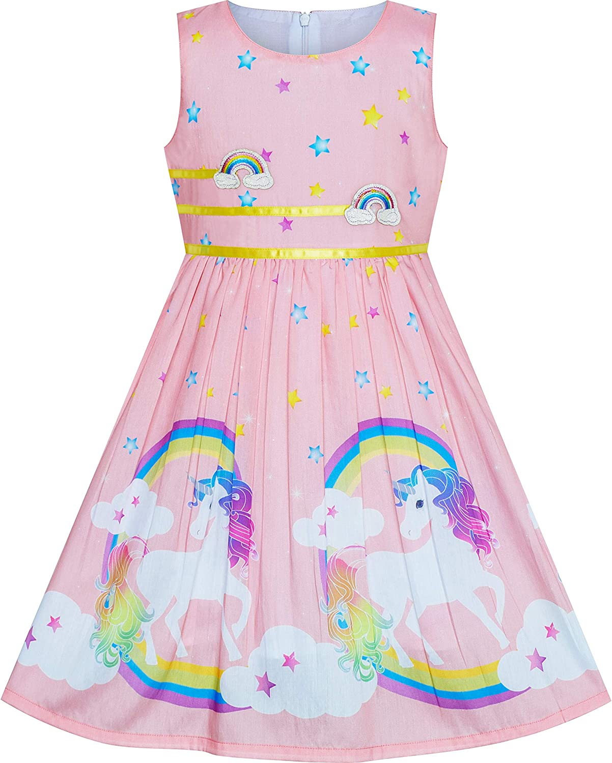 Girls Dress Rose Flower Double Bow Tie Party Sundress-Dress-ridibi