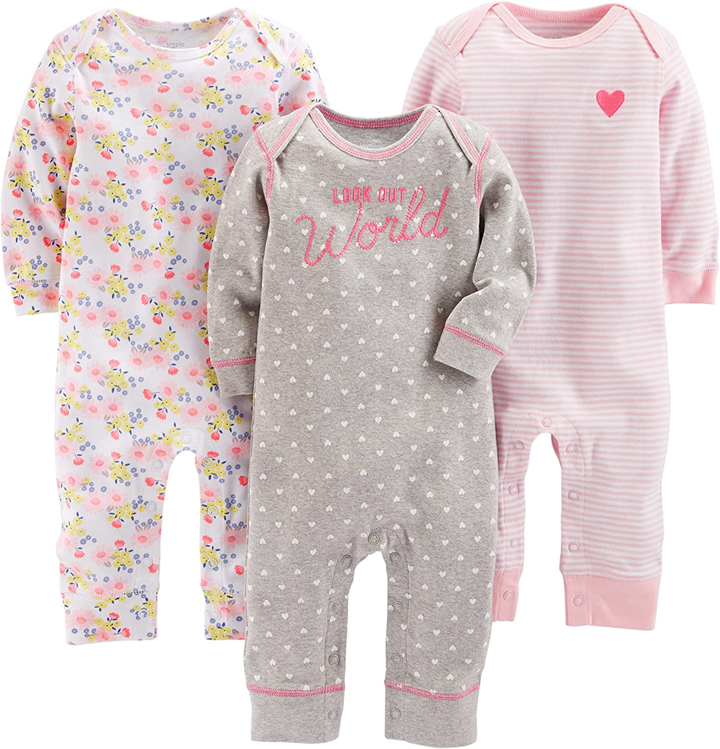 Carter's Baby Girls' Jumpsuits, Pack of 3-Jumpsuits-ridibi