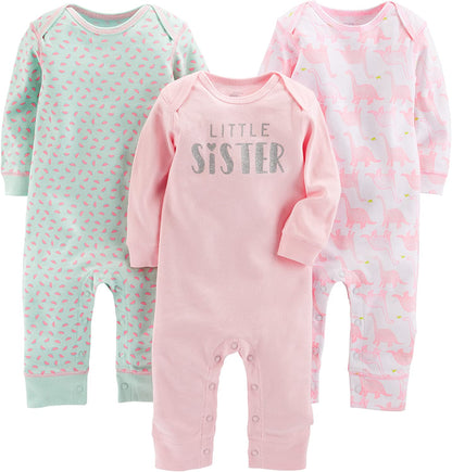 Carter's Baby Girls' Jumpsuits, Pack of 3-Jumpsuits-ridibi