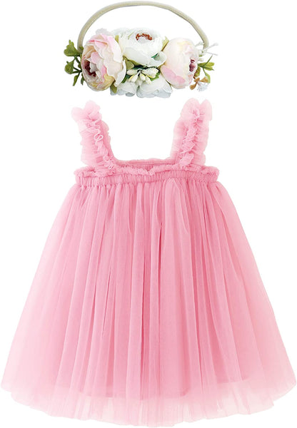 Dress for Toddler Girls,Baby Girl skirt set with flower headband-Dress-ridibi