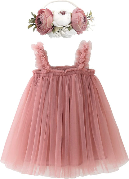 Dress for Toddler Girls,Baby Girl skirt set with flower headband-Dress-ridibi