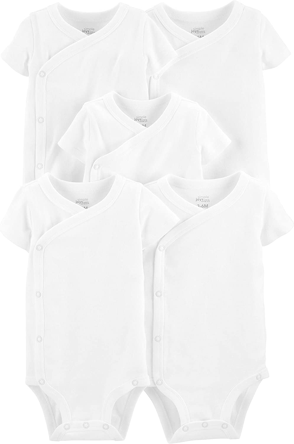 Carter's Unisex Babies' Short-Sleeve Side Snap Bodysuit, Pack of 5-Side -Snap-ridibi