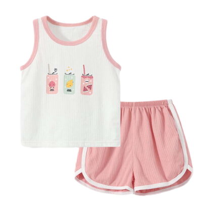 6M-4Y Infant Baby Outfit Set Fashion Kids Clothes Girls Cute Sleeveless Vest Shorts Cartoons Print Casual Suit Shorts 2 Piece Boys Outfit Set