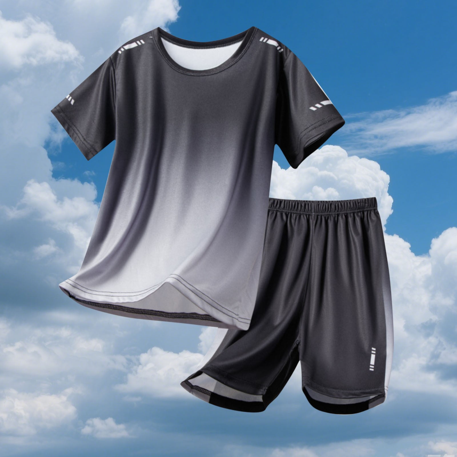 Amidoa Boys Summer Athletic 2 Piece Outfits Performance CrewNeck Short Sleeve and Active Casual Short Kids Clothing Set Gray Size 11 - Image 3