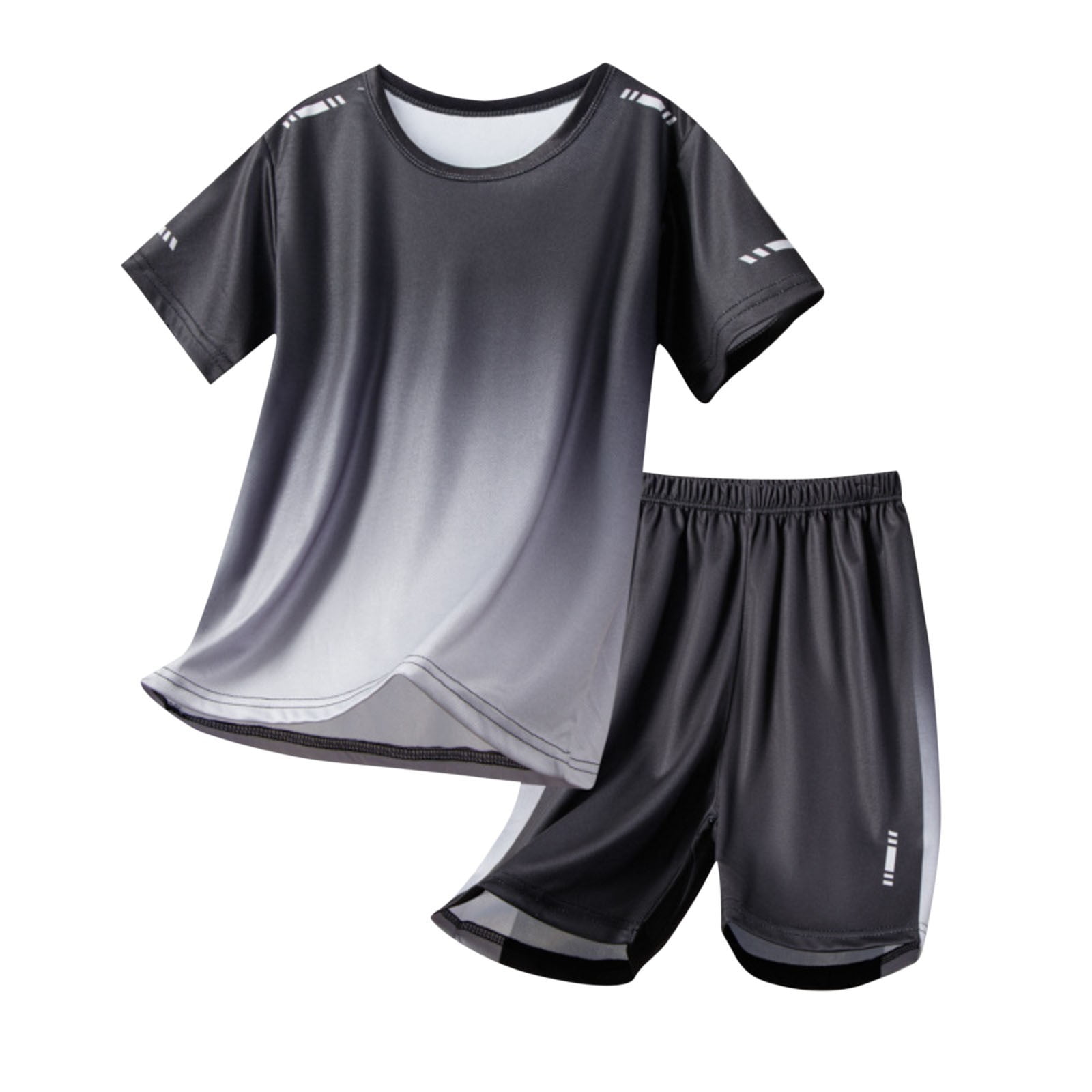 Amidoa Boys Summer Athletic 2 Piece Outfits Performance CrewNeck Short Sleeve and Active Casual Short Kids Clothing Set Gray Size 11 - Image 4
