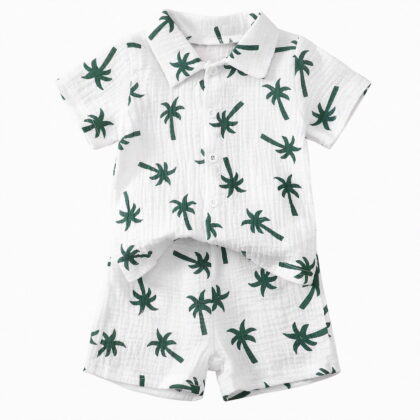 Baby Boy Outfit Toddler Set Kids Spring Summer Cotton Soft Printed Short Sleeve Beach 6 12 18 24Months 2T 3T Tee & Shorts Boys' Clothing Sets 2PCS