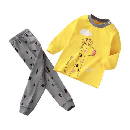 Baby Boy Outfits Soft Outfits Cartoon Prints Long Sleeve Kid Loungewear Sets Toddler Boy Clothes Yellow 18 Months-24 Months