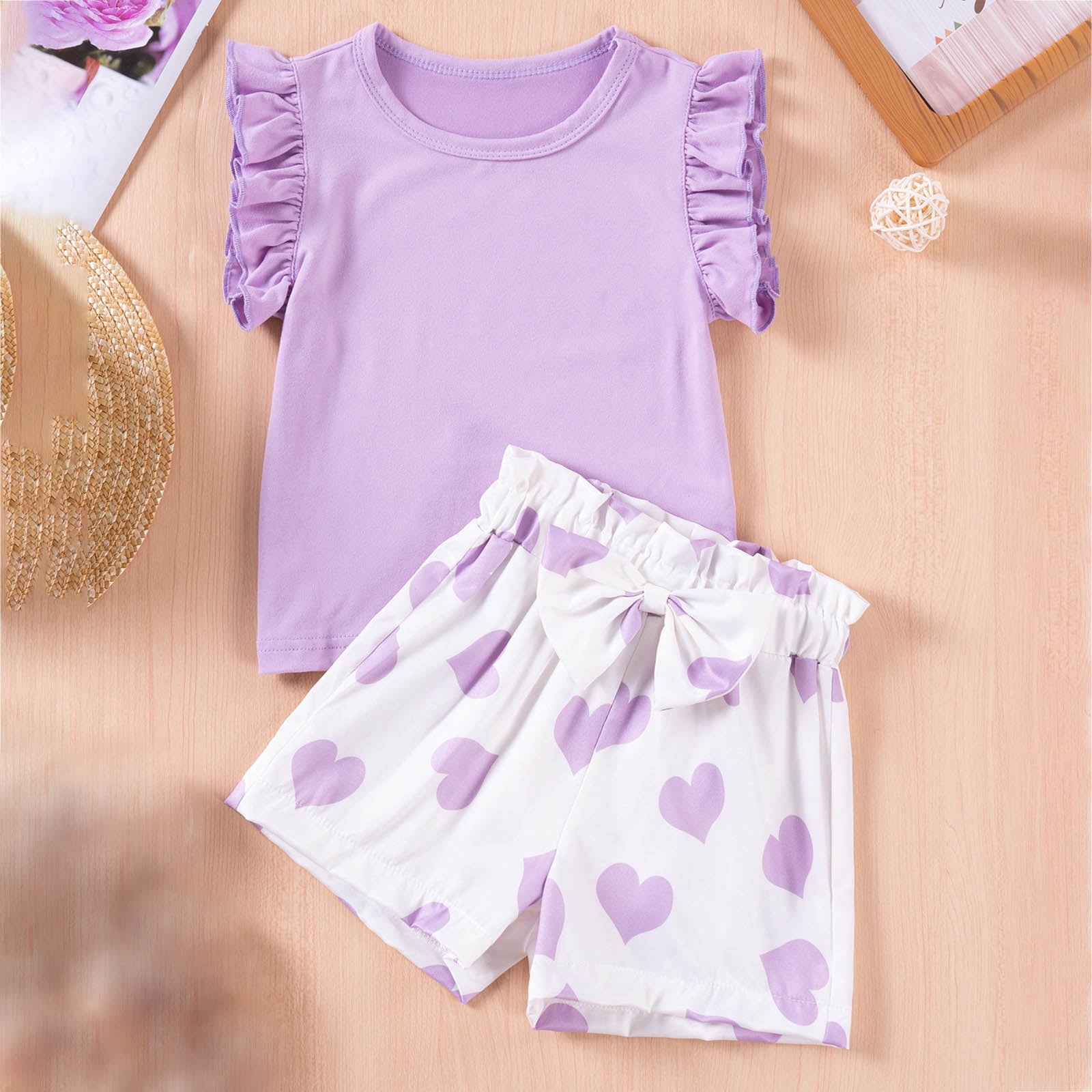 Baby Toddler Girls Floral Short Sleeve Tops T-Shirt Vest & Denim Shorts Set Kids 1T 2T 3T 4T 5T Clothes Summer Outfits Girls Summer Set 1-6 Years,1-2 Years - Image 2