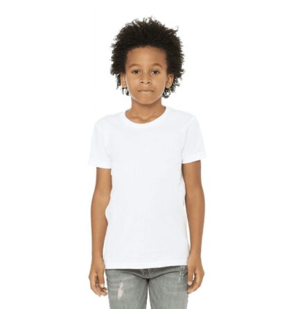 BELLA+CANVAS Youth Unisex Short Sleeve Crew T-Shirt – White Large Cotton Tee for Crafting, Personalization, Tie Dye & Everyday Wear