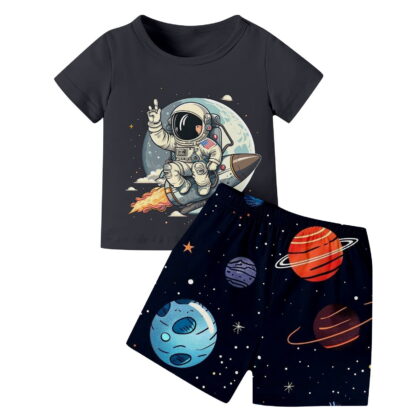 Boy Outfits Stylish Printed Short Sleeve Shorts Set Casual Comfortable Design Kids Clothes White 2 Years-3 Years