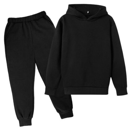 Boys Outfits 2 Piece Set Jogger Sweatsuit Solid Color Long Sleeve Hoodie Sweatshirt Sweatpants Tracksuit With Pocket Fall Winter Clothes Kids Size 13-14T