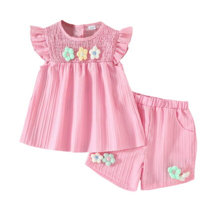 Caqnni Toddler Baby Girls Summer Clothes Set Kids Watermelon Print T-shirt Short Sets Outfits for 1-4 Years Old 2Pcs Summer Playwear Beach Outfits 2-3 Years,Pink