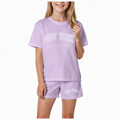 Ccpelsie Girls Summer Clothes Sets Little/Big Kids Tank Tops Shorts Outfits for Summer Casual Daily Wear(Light Purple,7-8 Years)