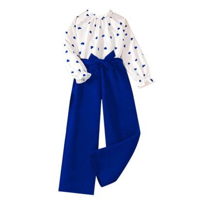 Children's Clothes 2024 Spring Children's Clothing Children's Clothing Love Printed Long Sleeve Suit, Girls Outfit Sets 7-8 Years